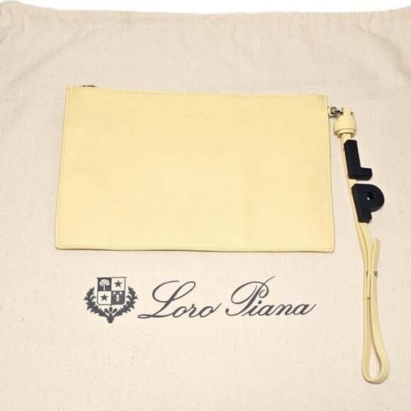 LORO PIANA REVERSIBLE Inside-Out Tote w/ Pouch ~ Leather & Storm System Cashmere - Picture 6 of 7